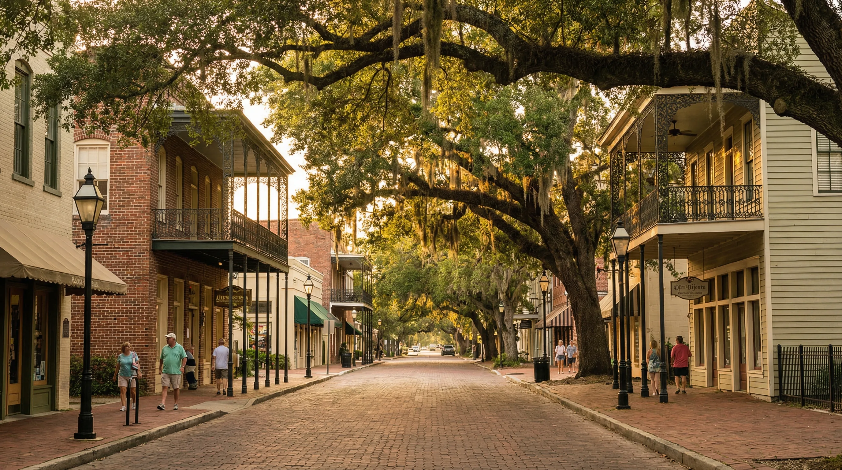 Historic downtown Biloxi at golden hour