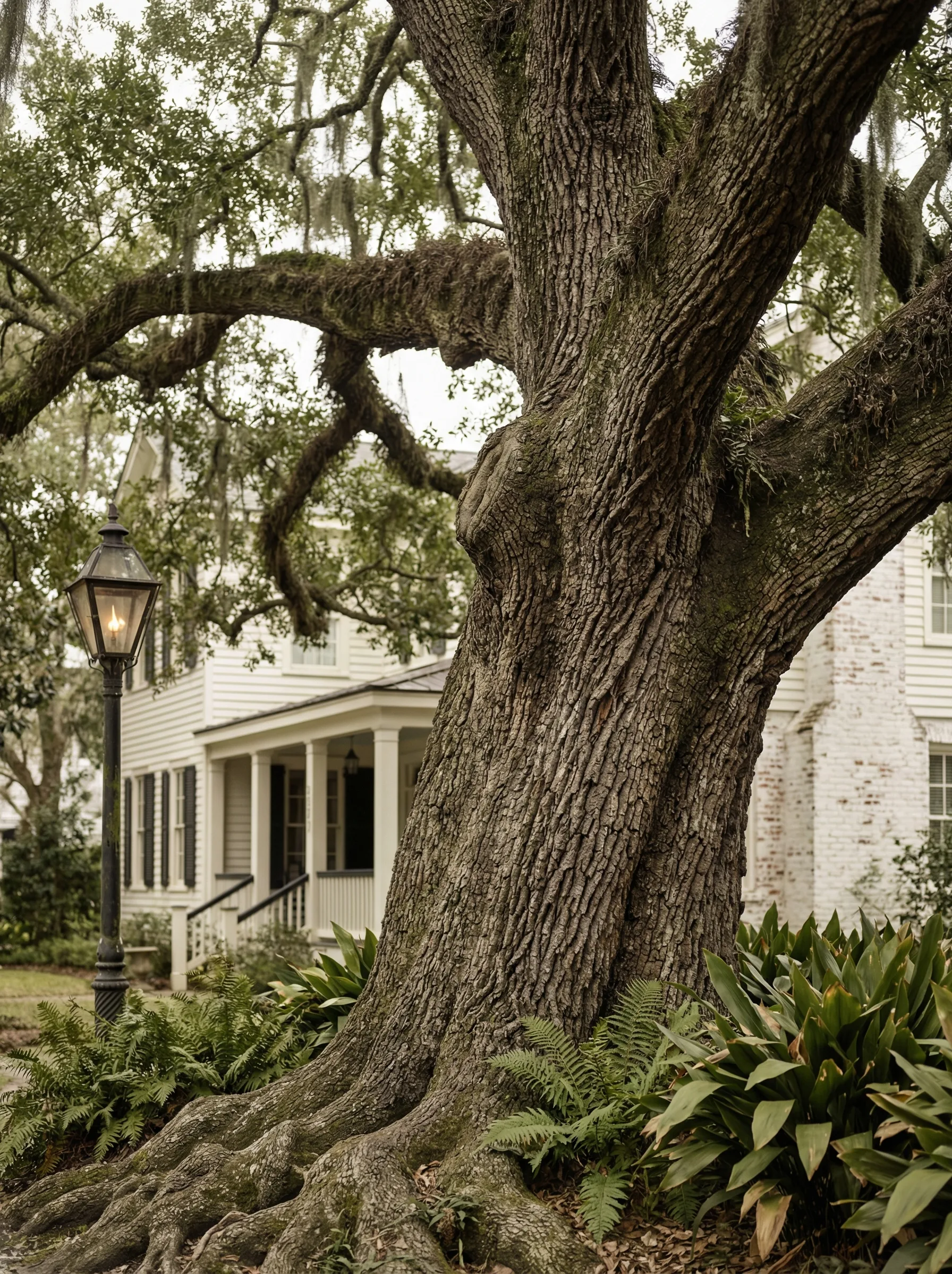The centuries-old live oak on the Belvedere grounds