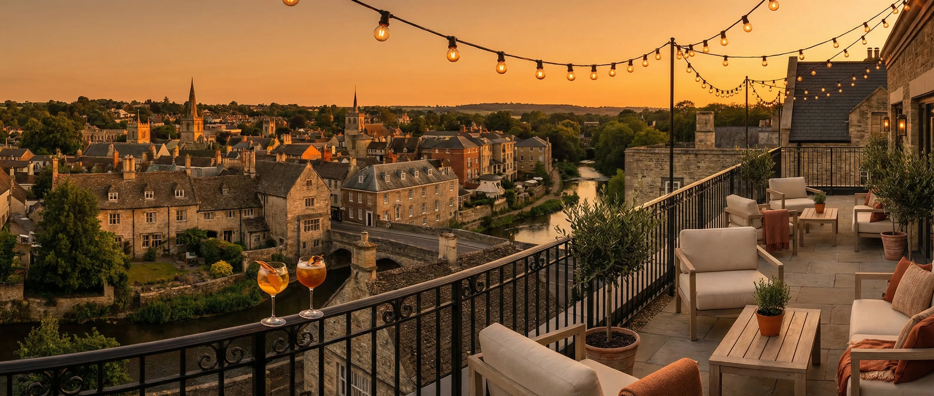 Golden sunset view from the rooftop